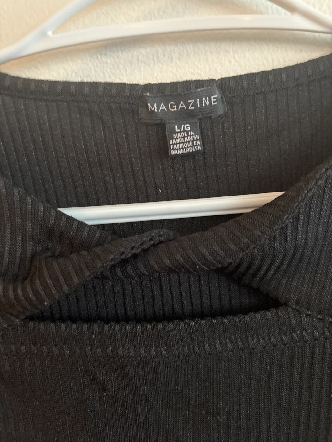 MAGAZINE Black Ribbed Long Sleeve Top - Size L/G - photo 4
