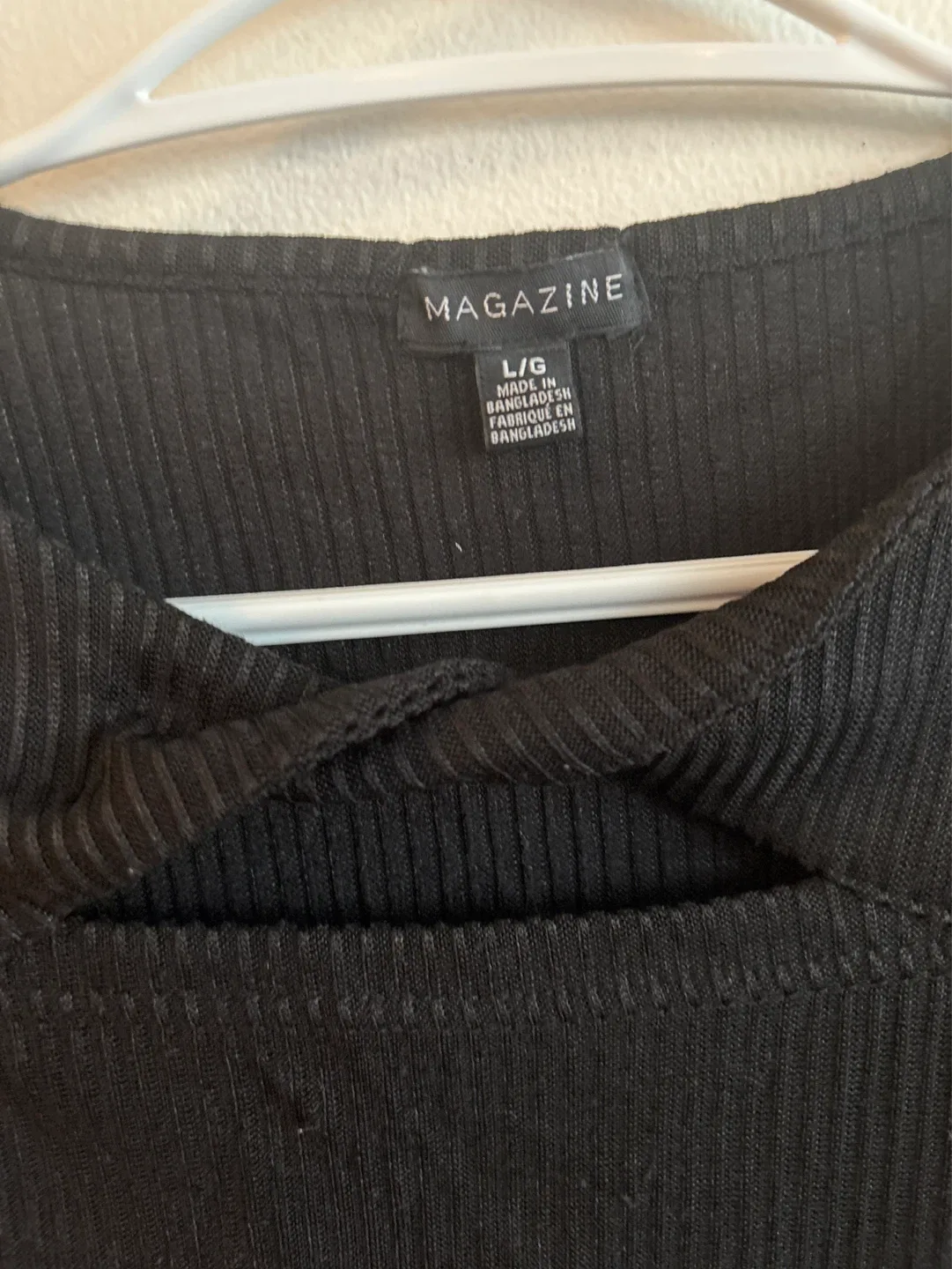 MAGAZINE Black Ribbed Long Sleeve Top - Size L/G - photo 4