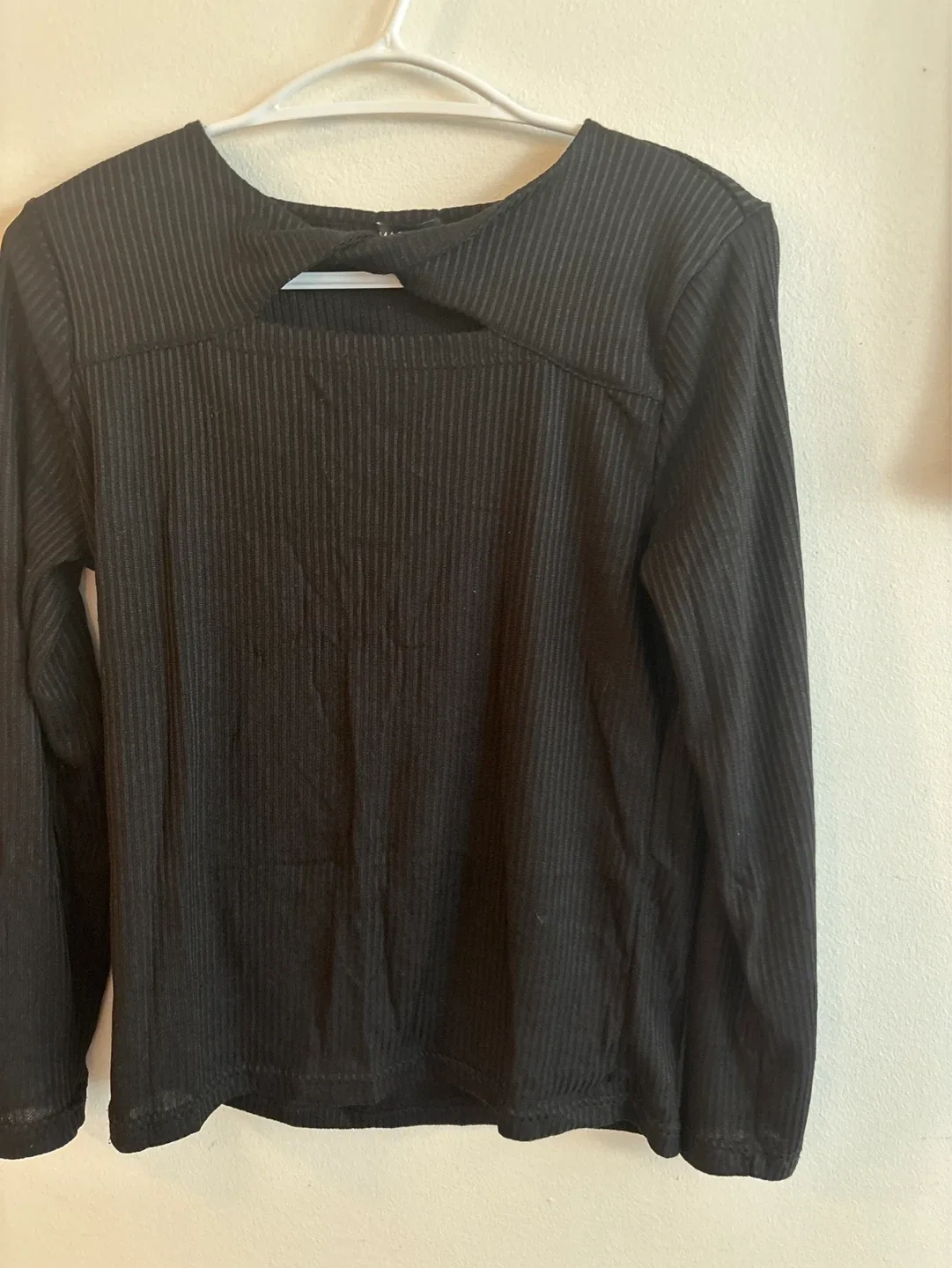 MAGAZINE Black Ribbed Long Sleeve Top - Size L/G - photo 3