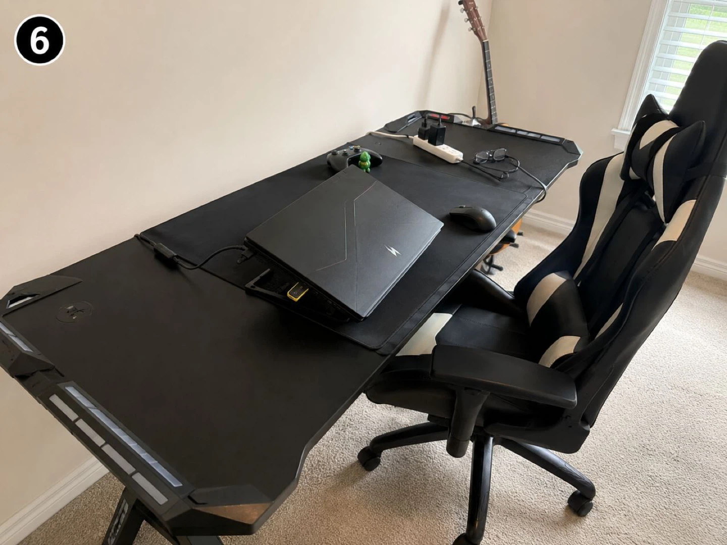 Black and White Gaming Chair and Table