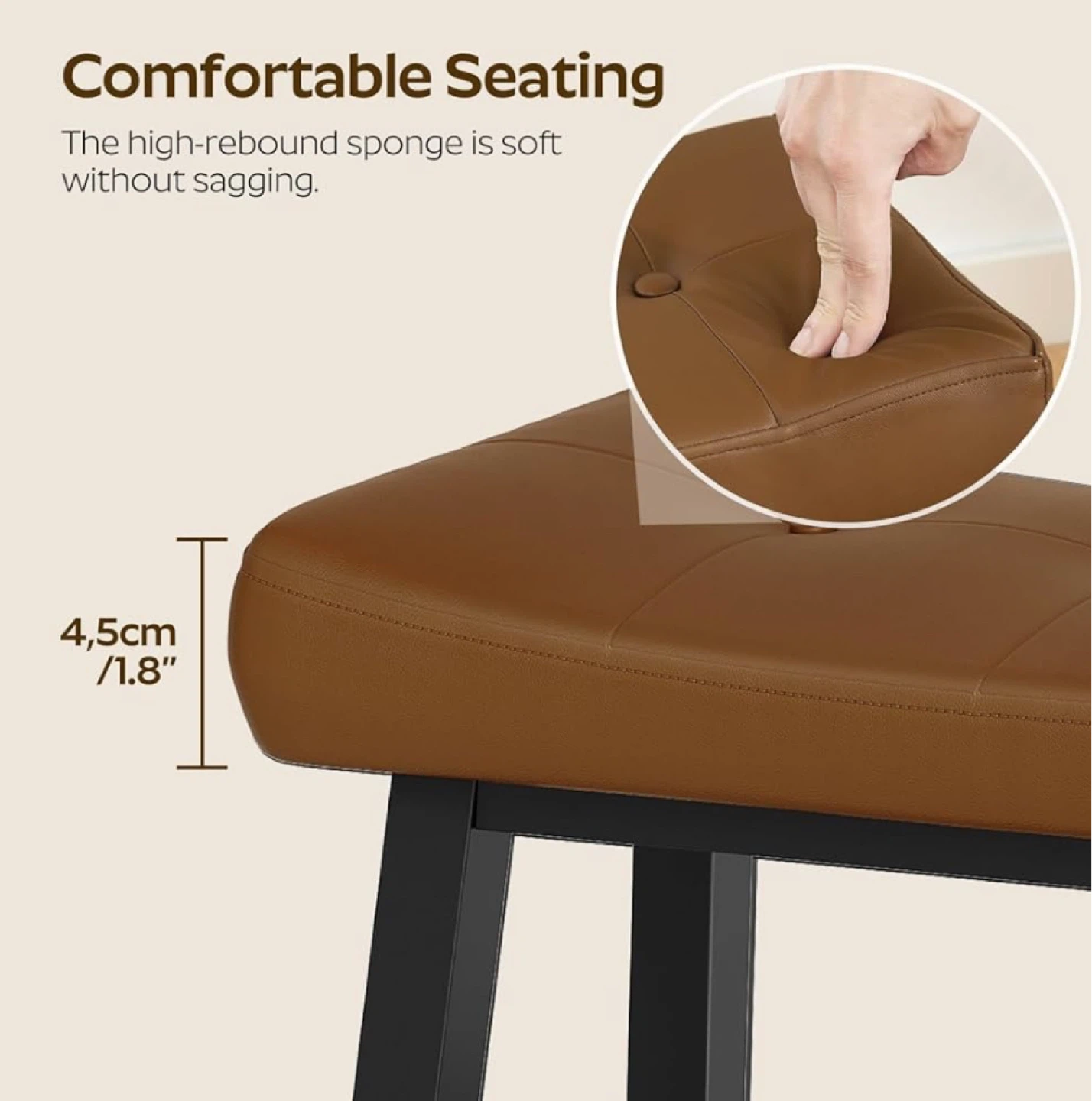 Brown Faux Leather Shoe Bench with 2 Shelves - photo 3