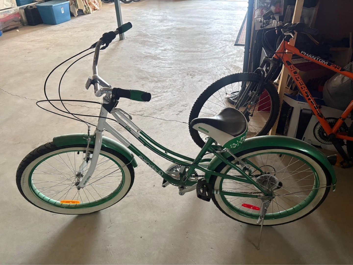 Green and White Cruiser Bicycle
