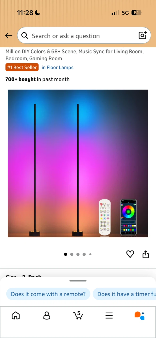 2 x Million DIY LED Floor Lamp with Remote - photo 4