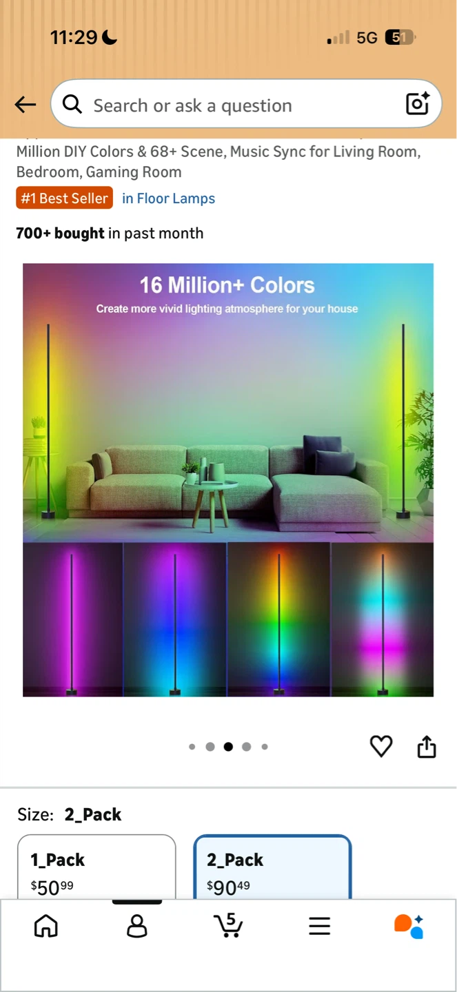 2 x Million DIY LED Floor Lamp with Remote - photo 3