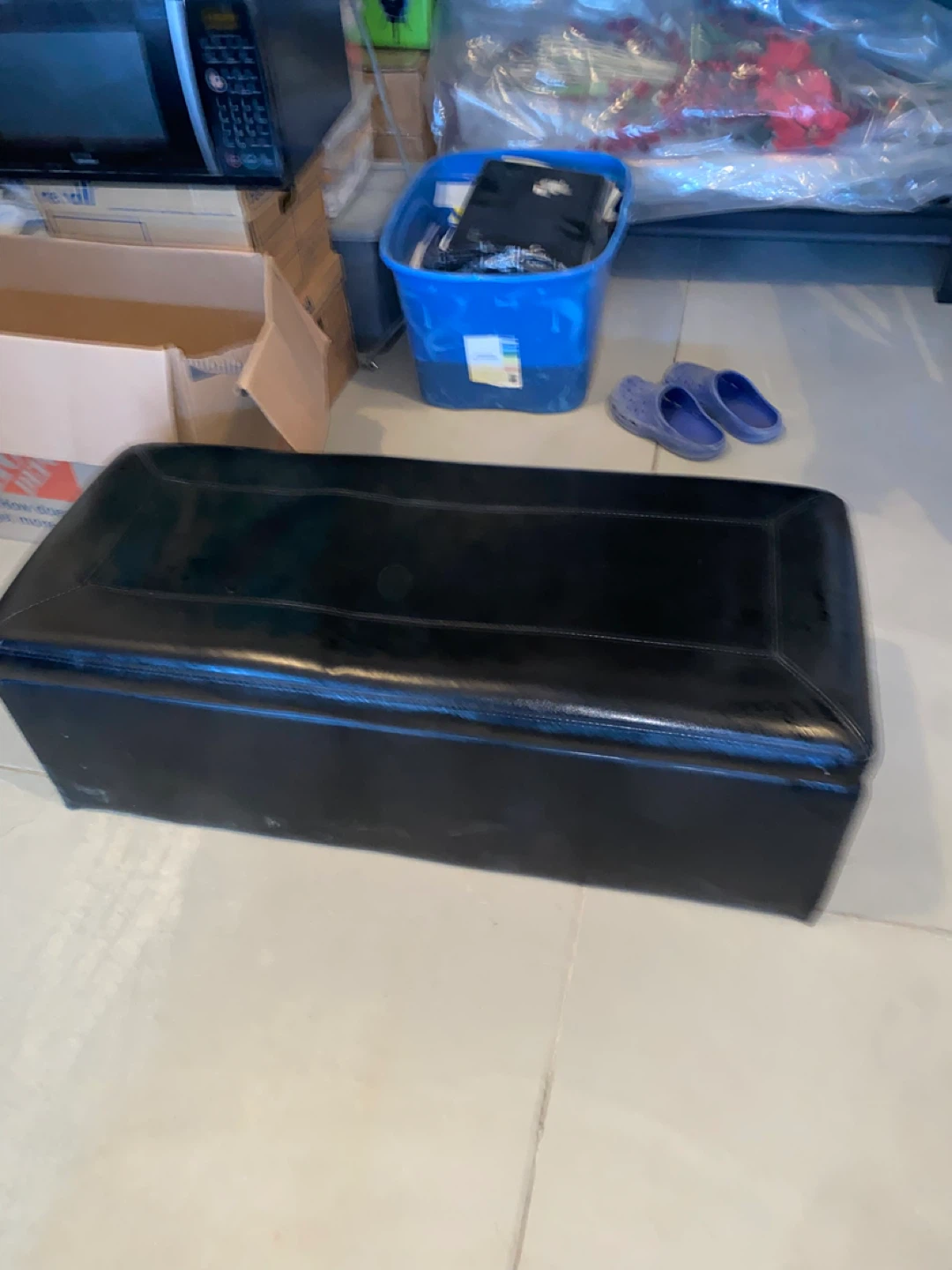 Black Storage Ottoman Bench - photo 3