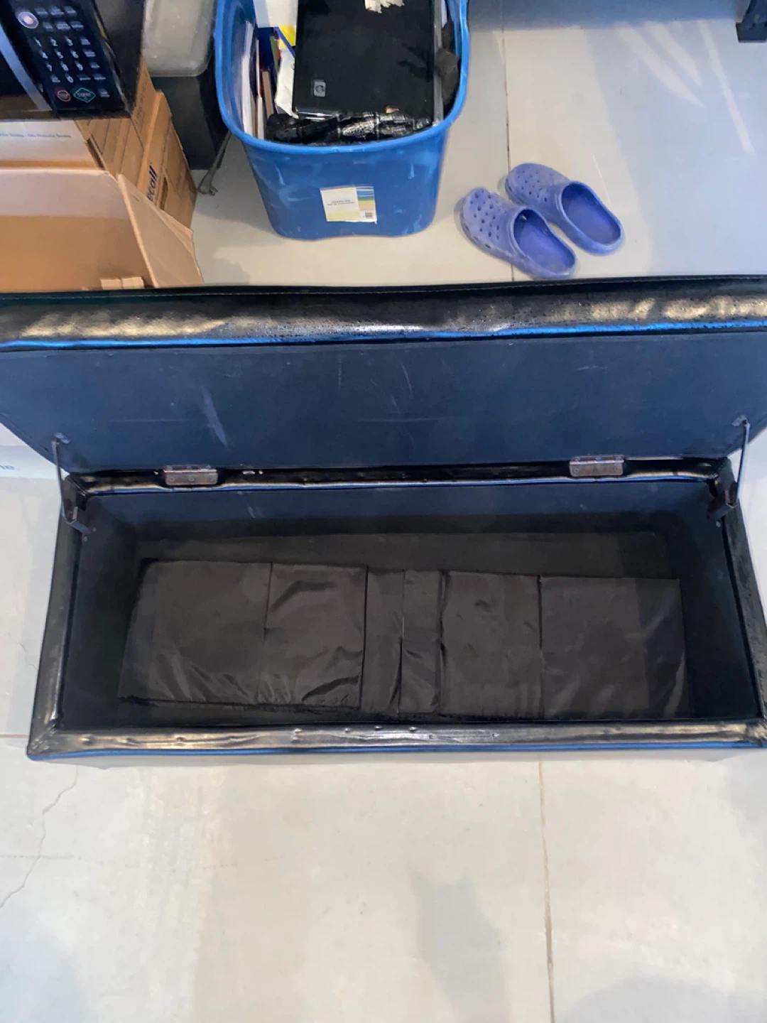 Black Storage Ottoman Bench - photo 2