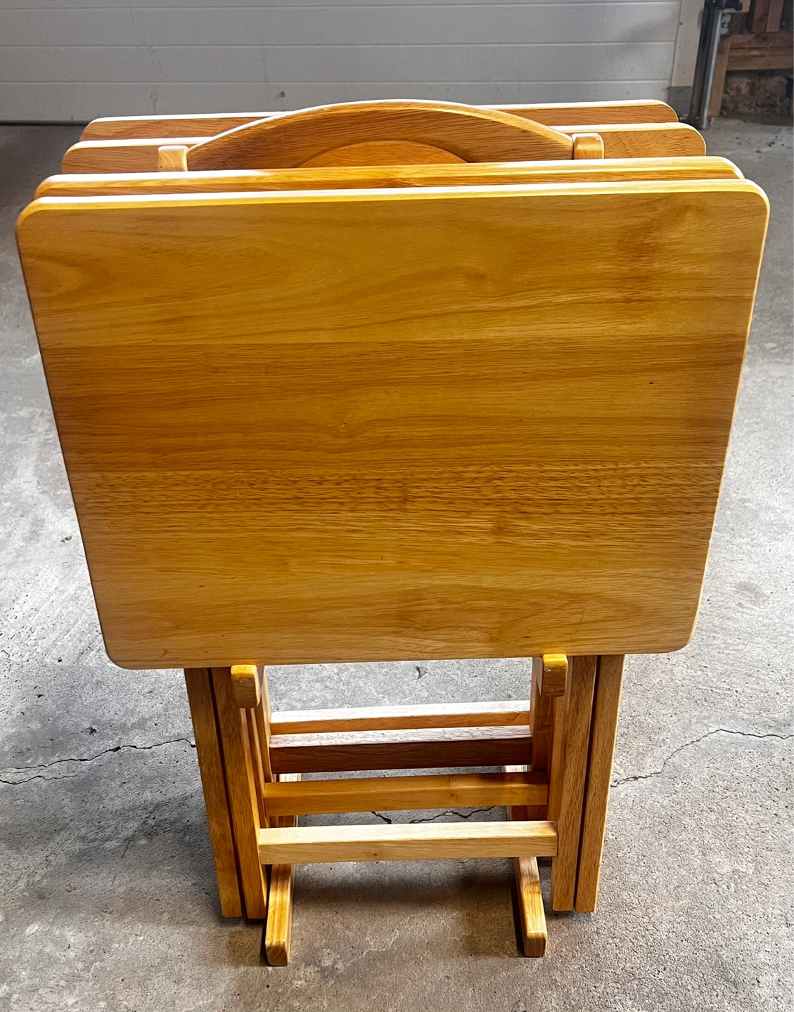 Set of 4 Foldable Wooden TV Trays with Stand - photo 3