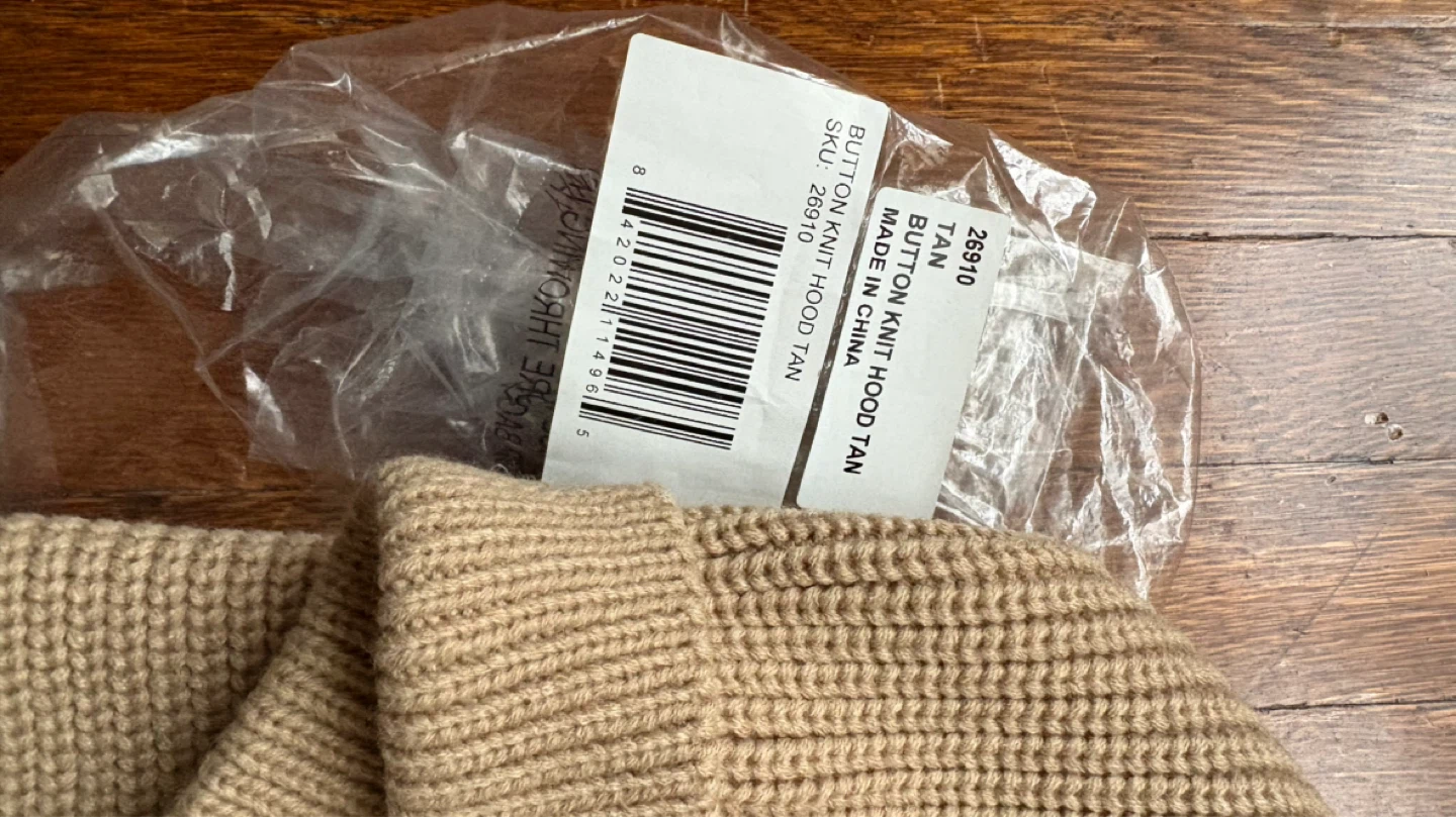 Button Knit balaclava Hood Tan - photo 4