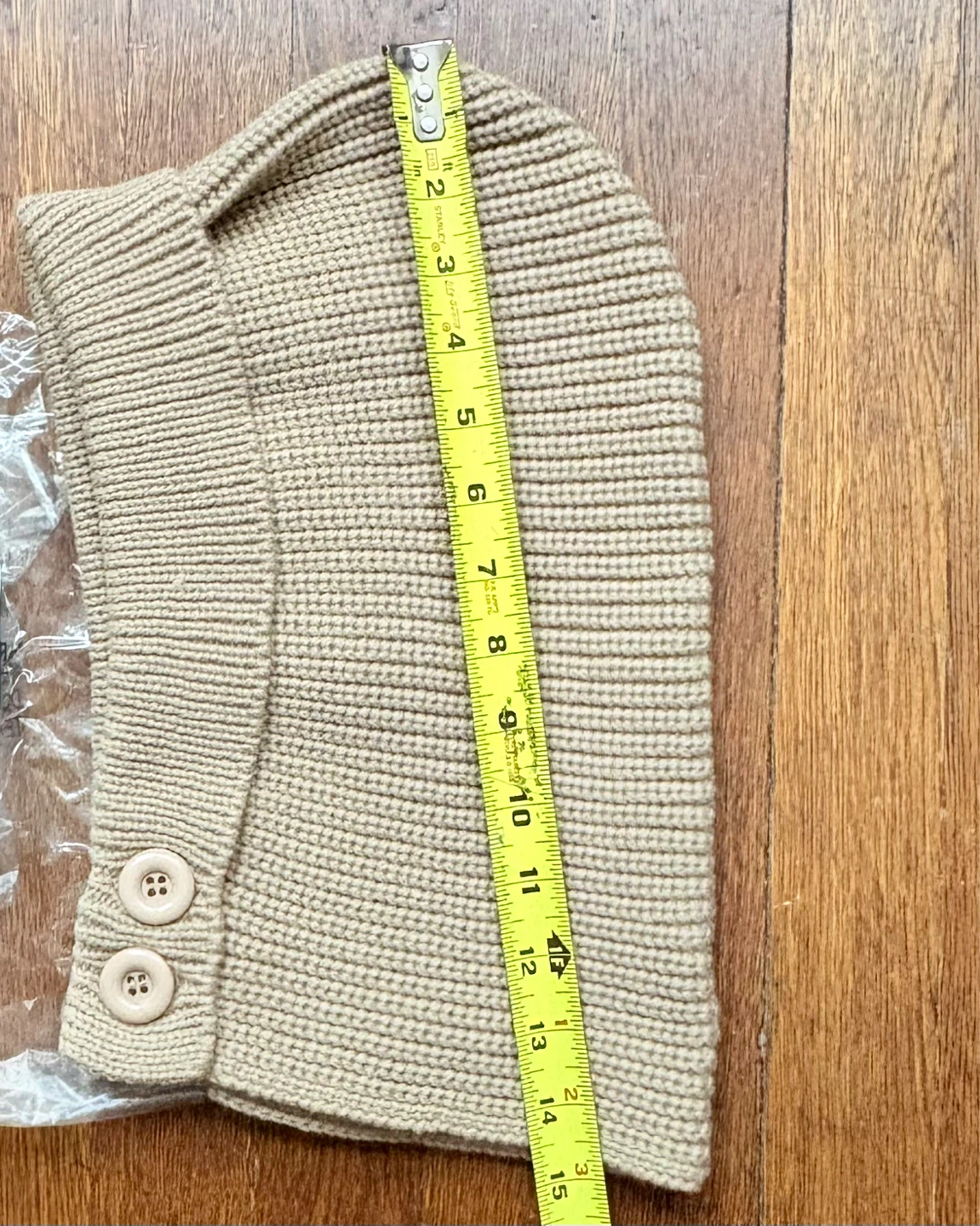 Button Knit balaclava Hood Tan - photo 5