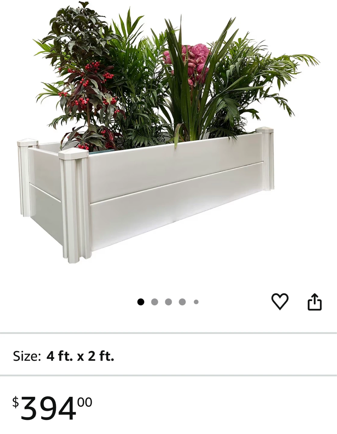 White Raised Garden Bed - 4 ft x 2 ft - photo 4