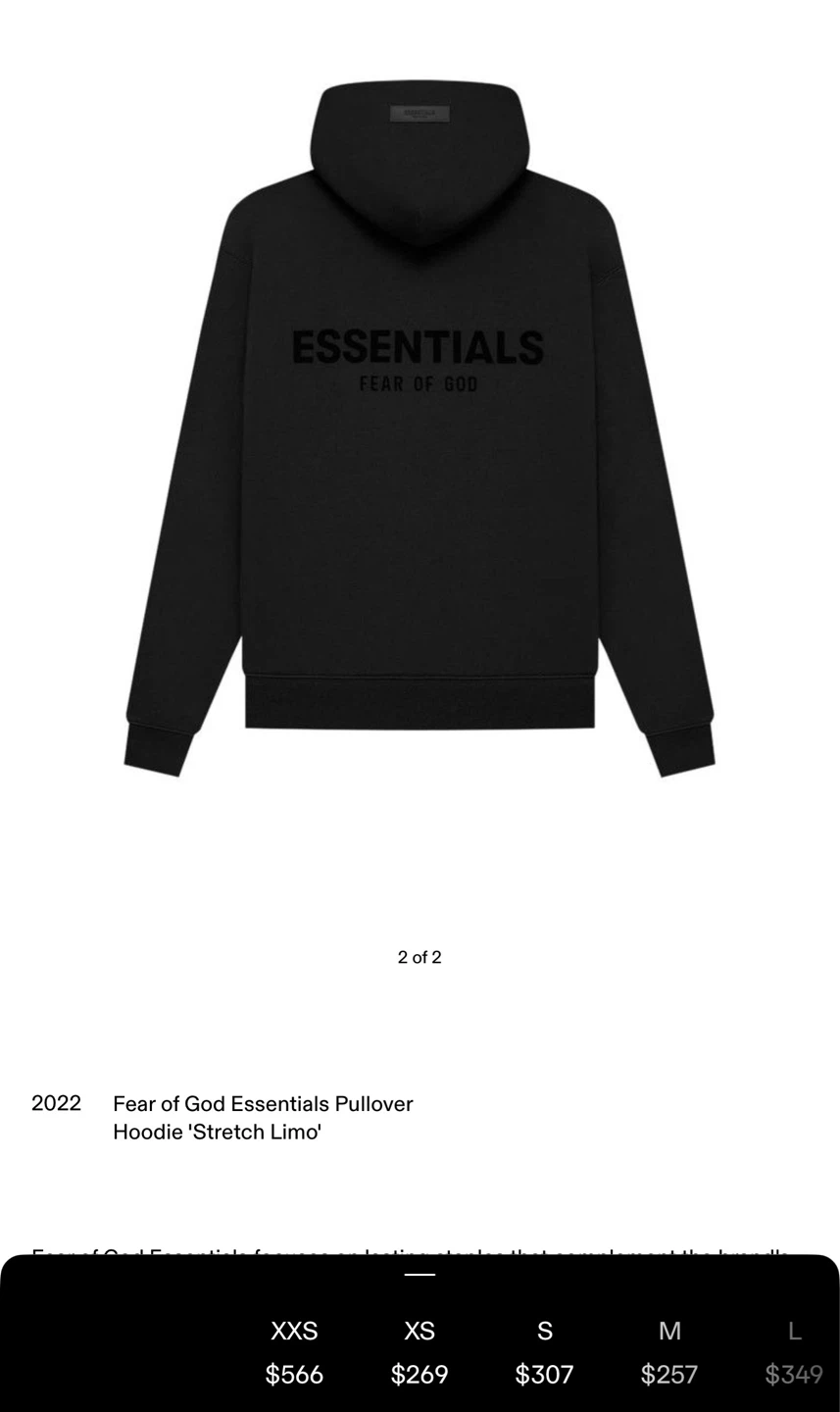 Fear of God Essentials Pullover Hoodie 'Stretch Limo' - photo 2