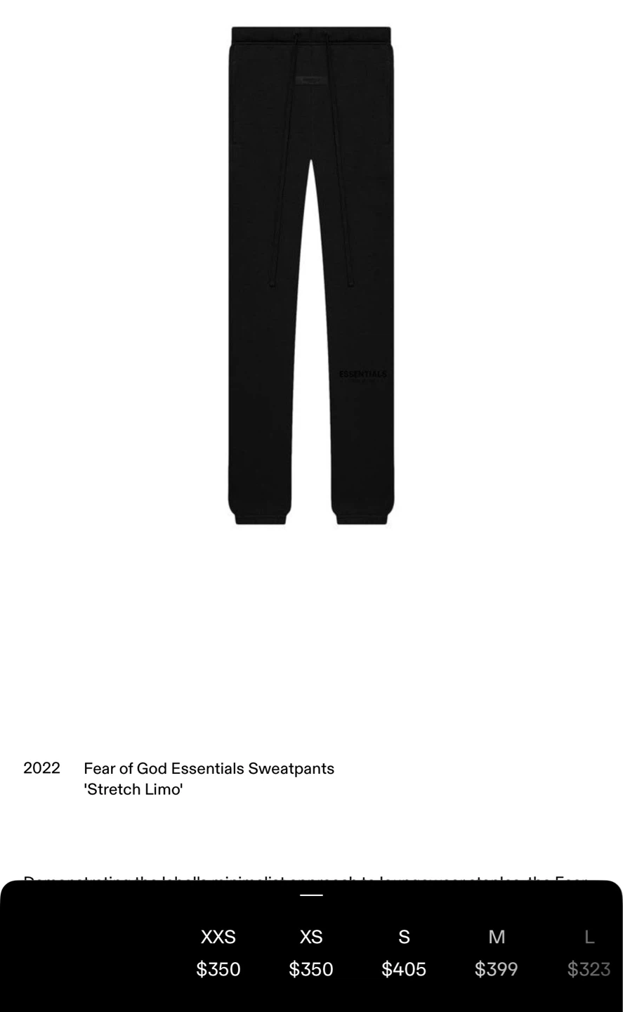 Fear of God Essentials Sweatpants 'Stretch Limo'
