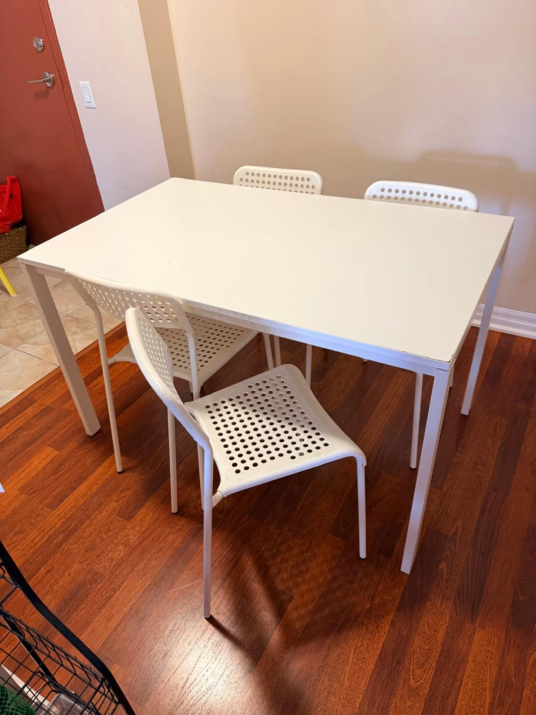 IKEA White Dining Table with 4 Chairs - photo 2
