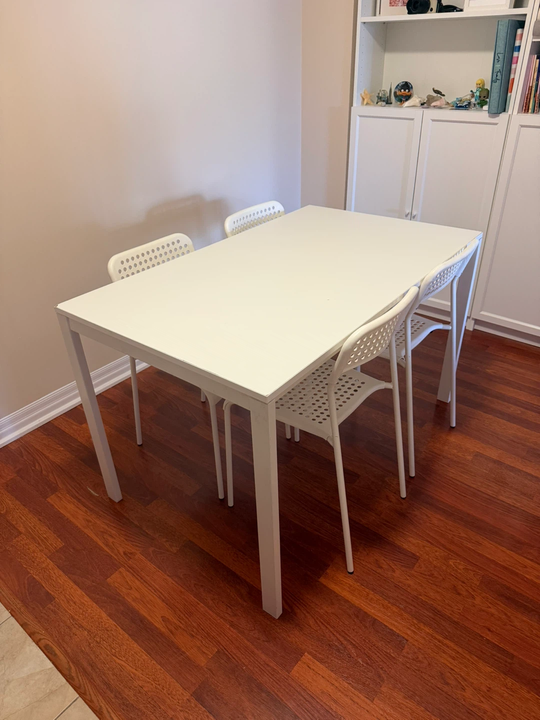 IKEA White Dining Table with 4 Chairs