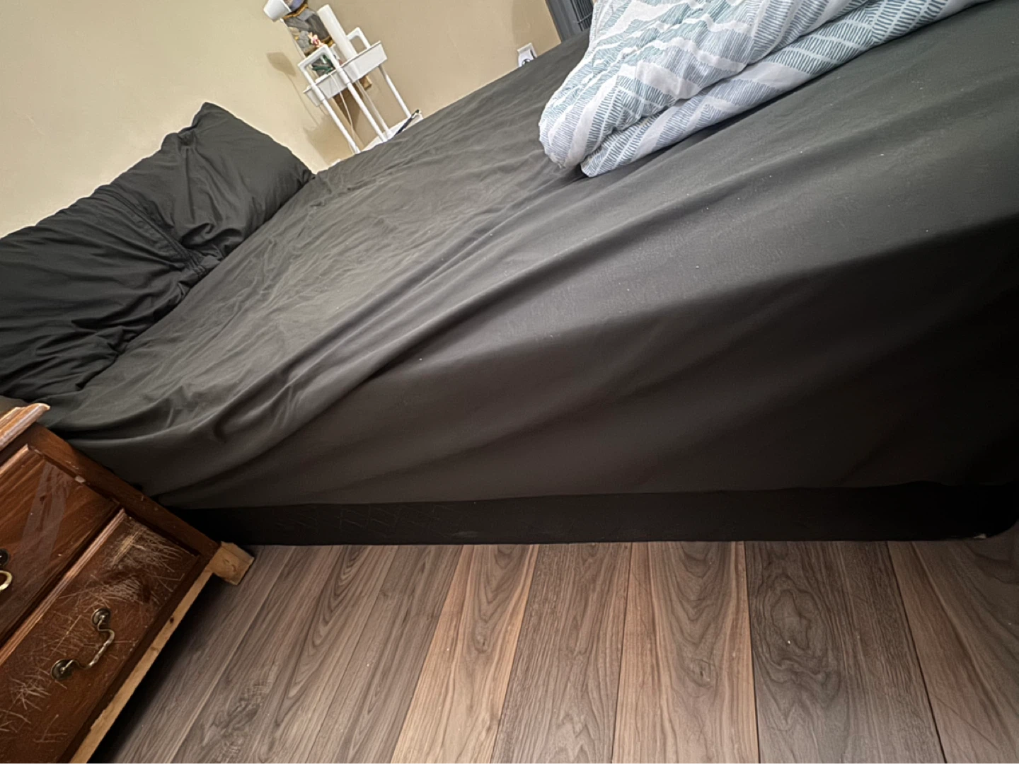 Queen Bed Frame with queen mattress