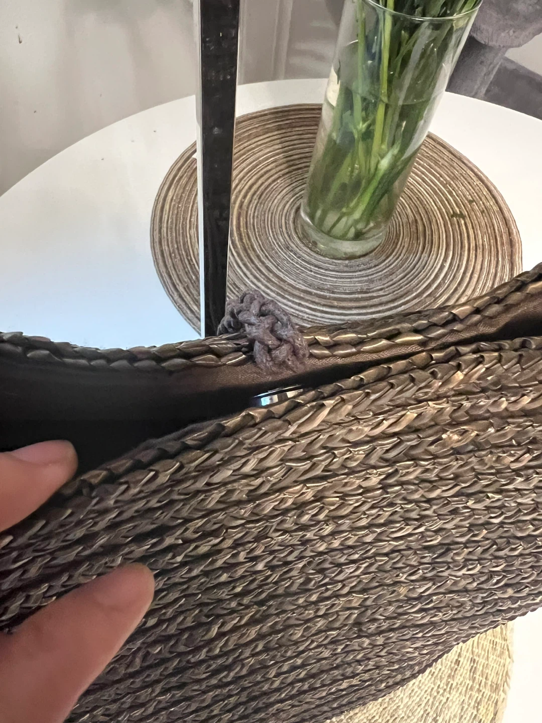 Woven Straw Beach Bag with Wooden Beaded Handles - photo 3
