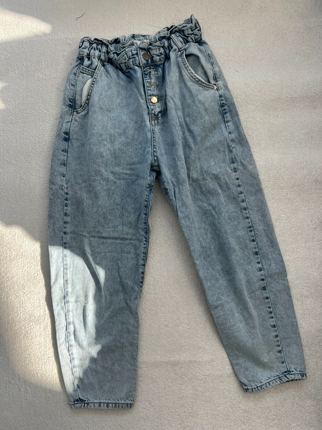 Zara Acid Wash Paperbag Waist Jeans
