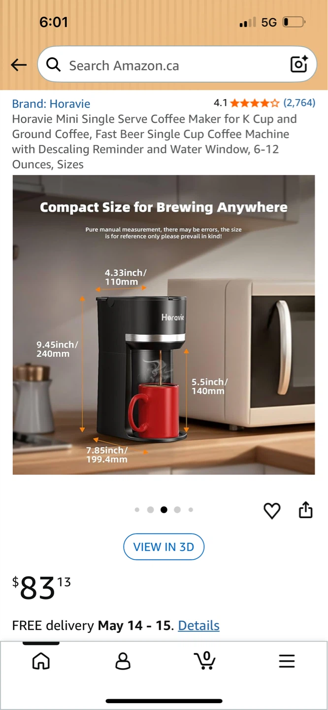 BRAND NEW - Horavie Mini Single Serve Coffee Maker for K Cup - photo 2