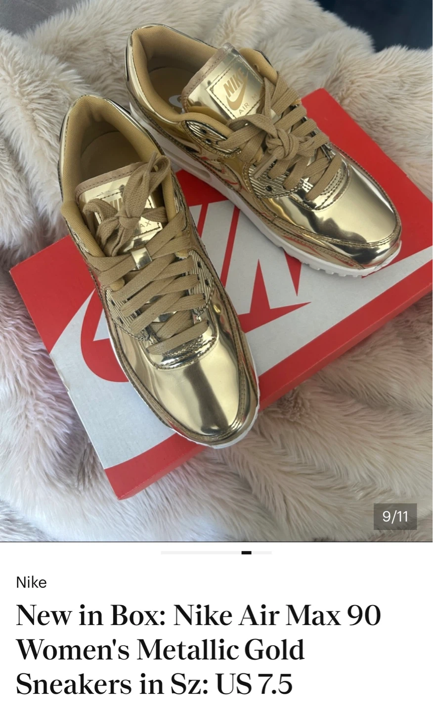 Nike Air Max 90 Women's Metallic Gold Sneakers US 7.5