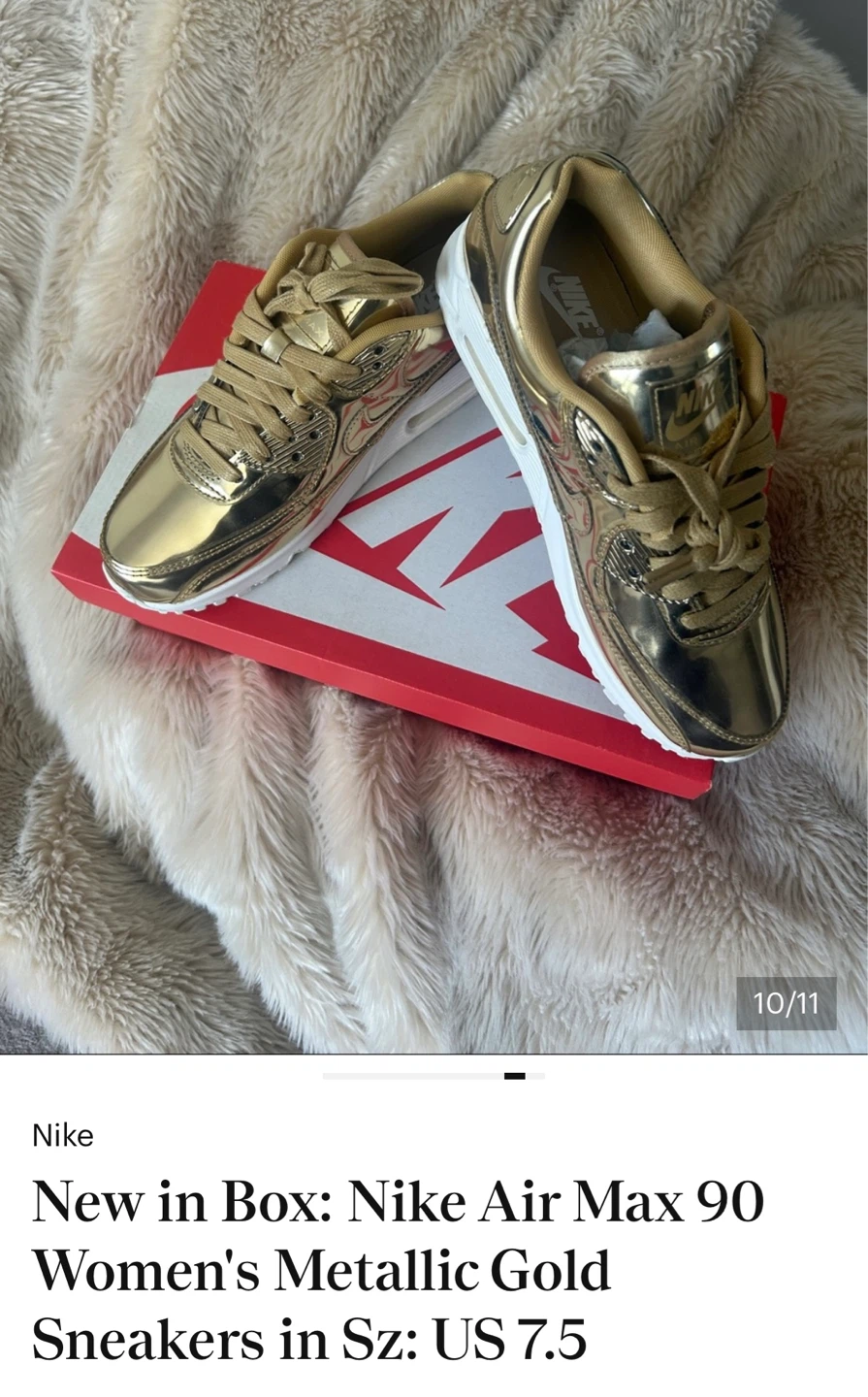 Nike Air Max 90 Women's Metallic Gold Sneakers US 7.5 - photo 2