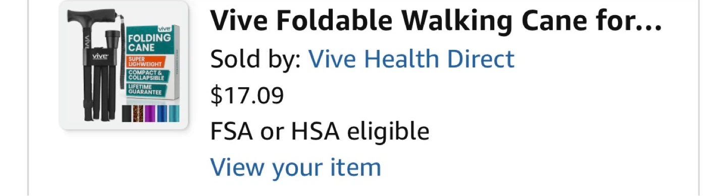 Vive Folding Lightweight Walking Cane - Black - photo 3