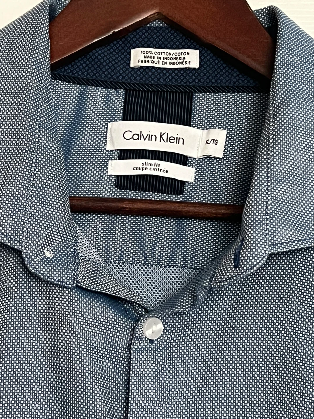 Calvin Klein Men's Slim Fit Short Sleeve Shirt - Blue - XL/TG - photo 2