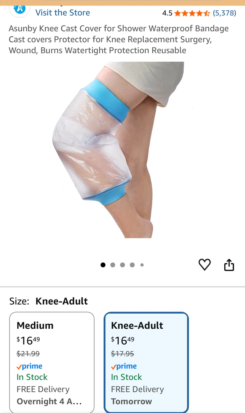 Asunby Knee Cast Cover - Waterproof Bandage Protector for Shower - photo 2