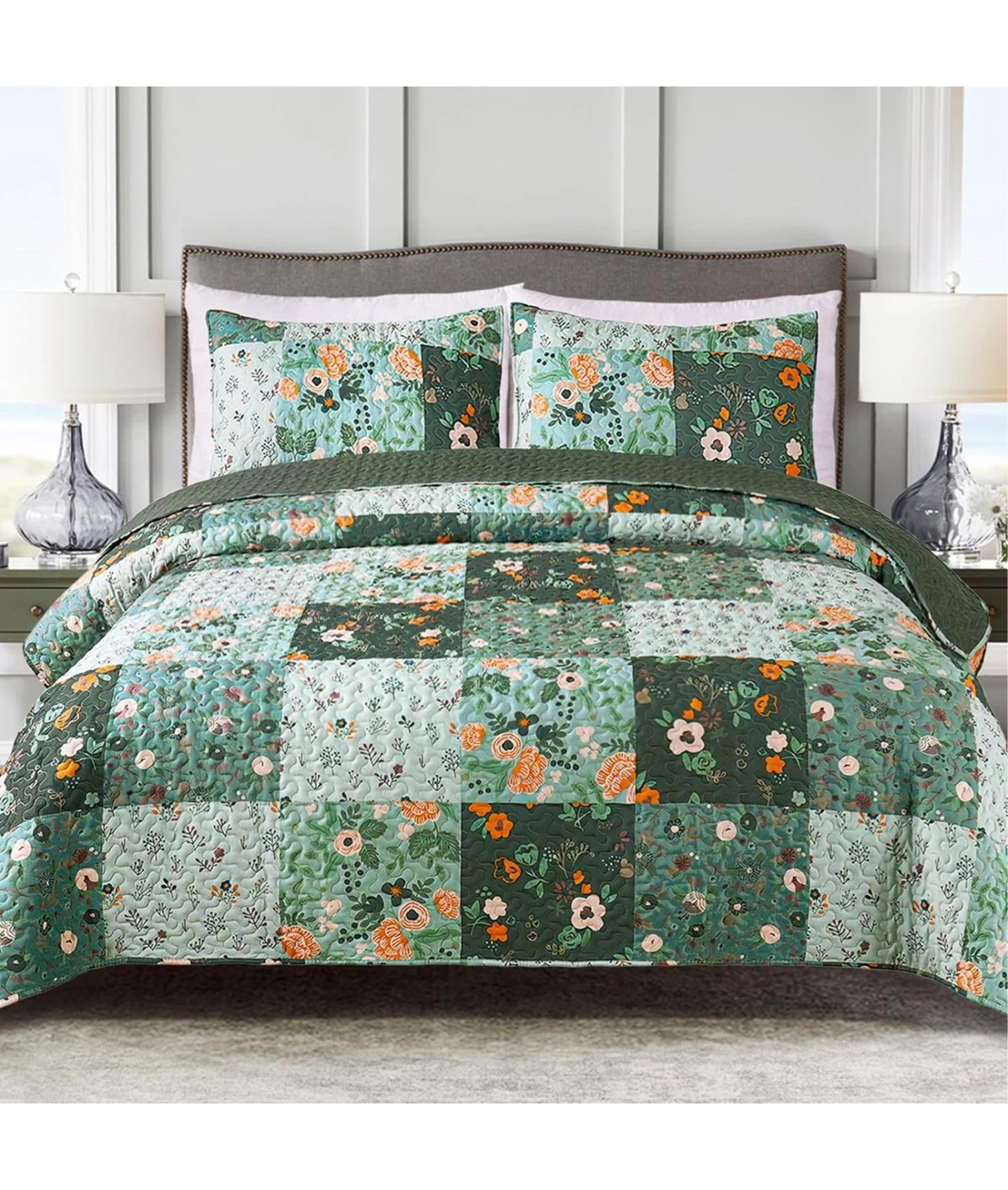 Reversible Floral Patchwork Quilt (QUEEN)