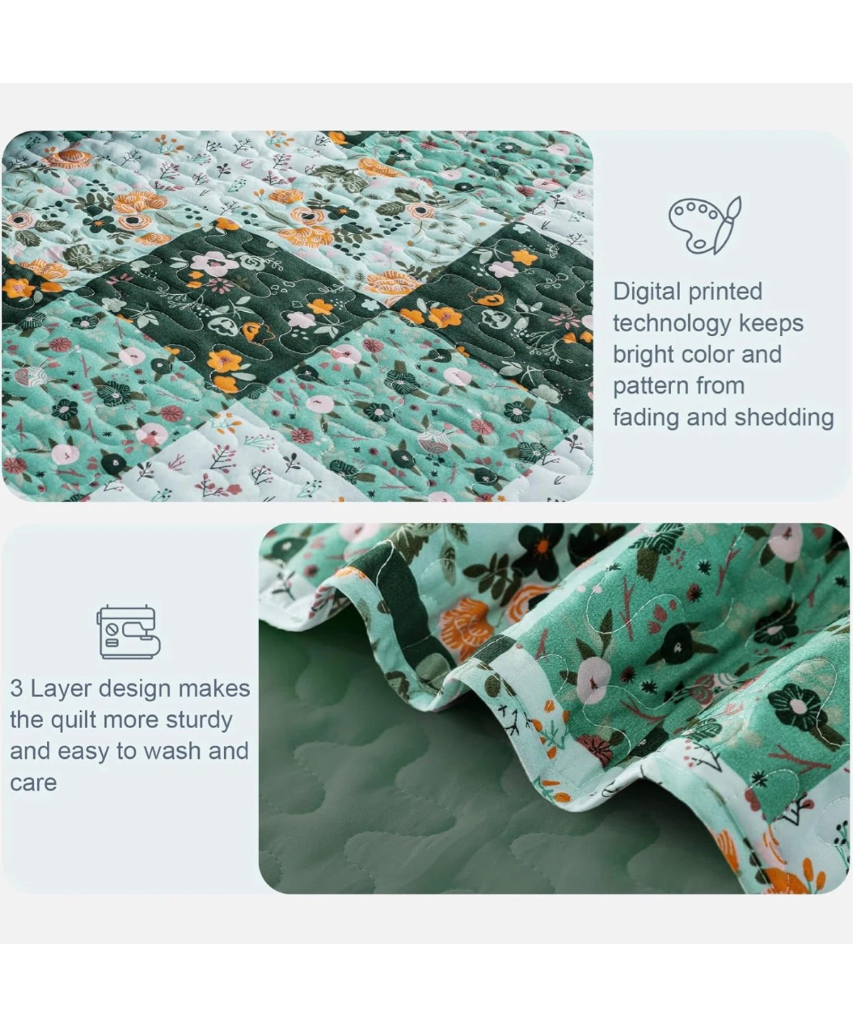 Reversible Floral Patchwork Quilt (QUEEN) - photo 5