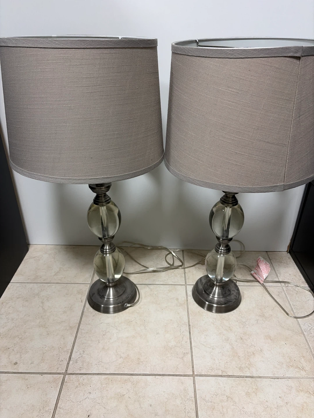 Set of 2 Crystal Ball Accent Table Lamps