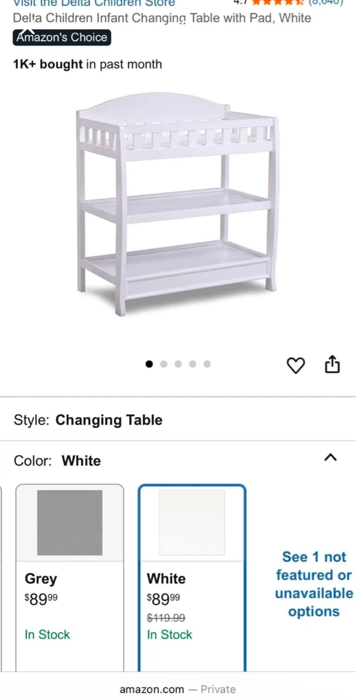 Delta Children Changing Table with Pad, White - photo 4