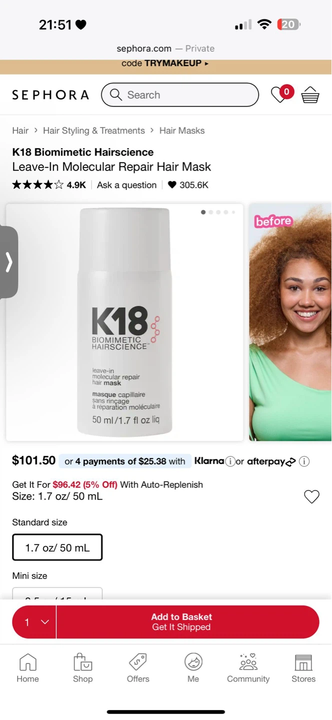 K18  Repair Hair Mask 50ml - photo 3