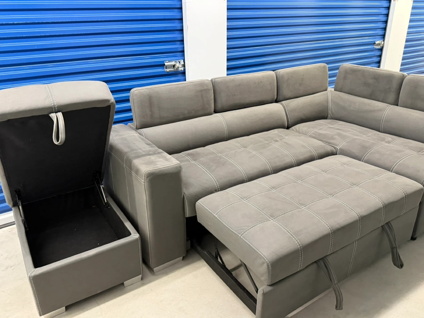 Sectional Sofa/Bed Ottoman Fabric Gray - photo 5