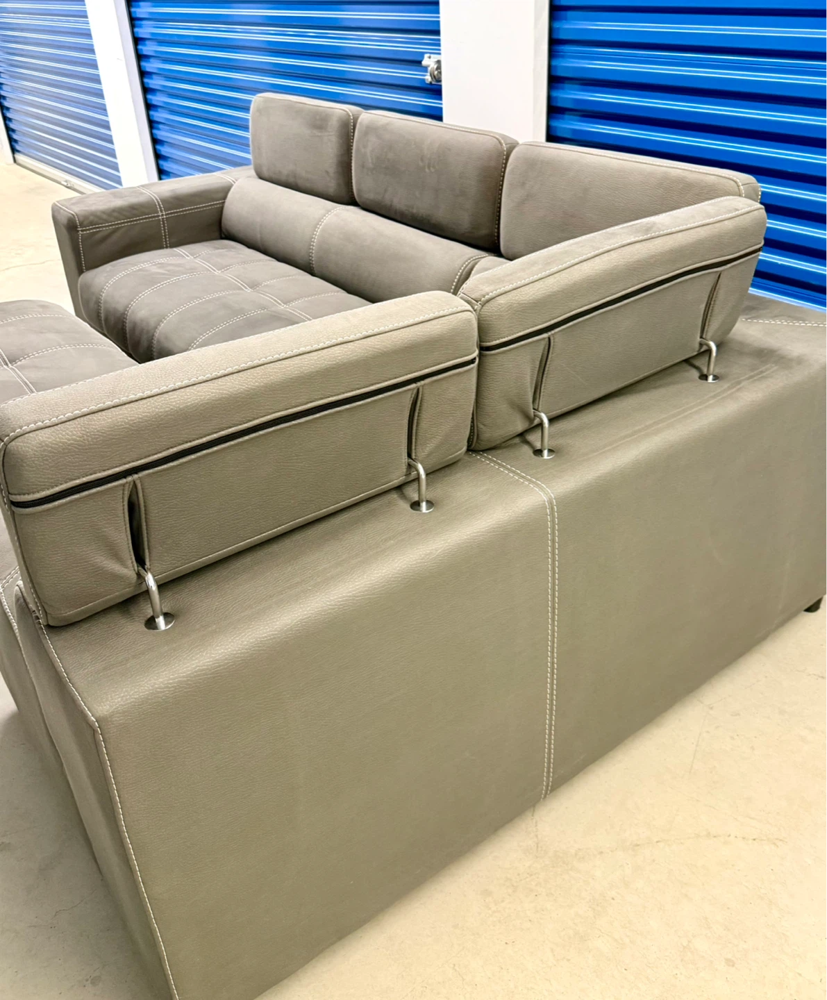 Sectional Sofa/Bed Ottoman Fabric Gray - photo 2