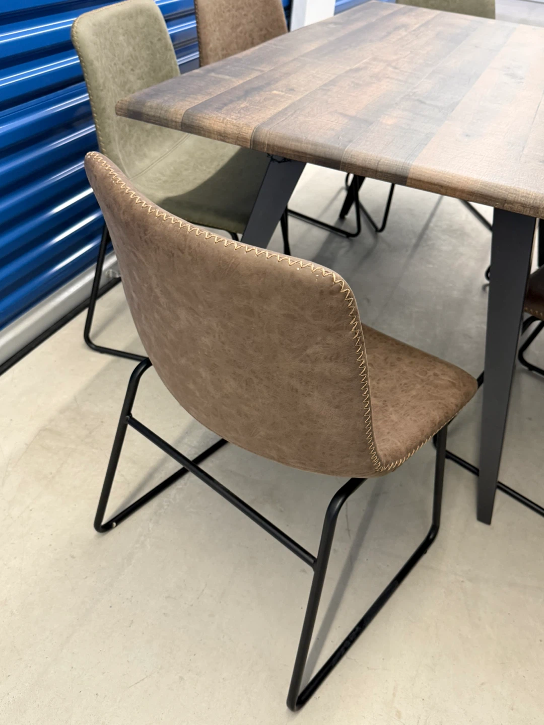 Modern Dining Set Wood/Leather - photo 5
