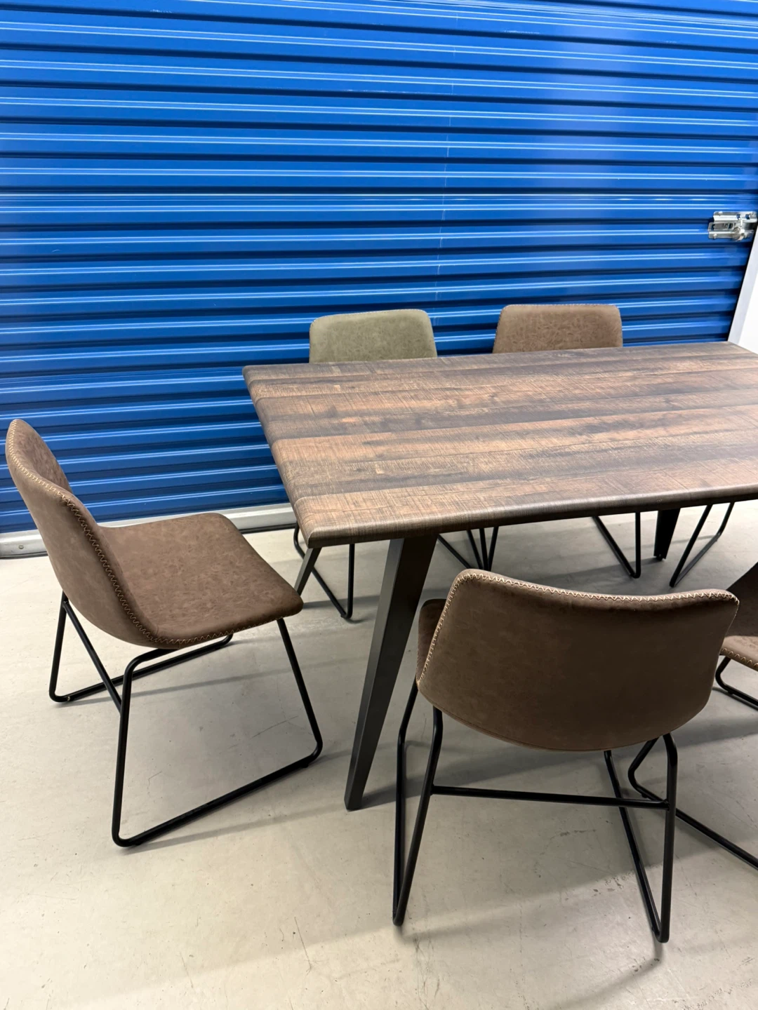 Modern Dining Set Wood/Leather - photo 3