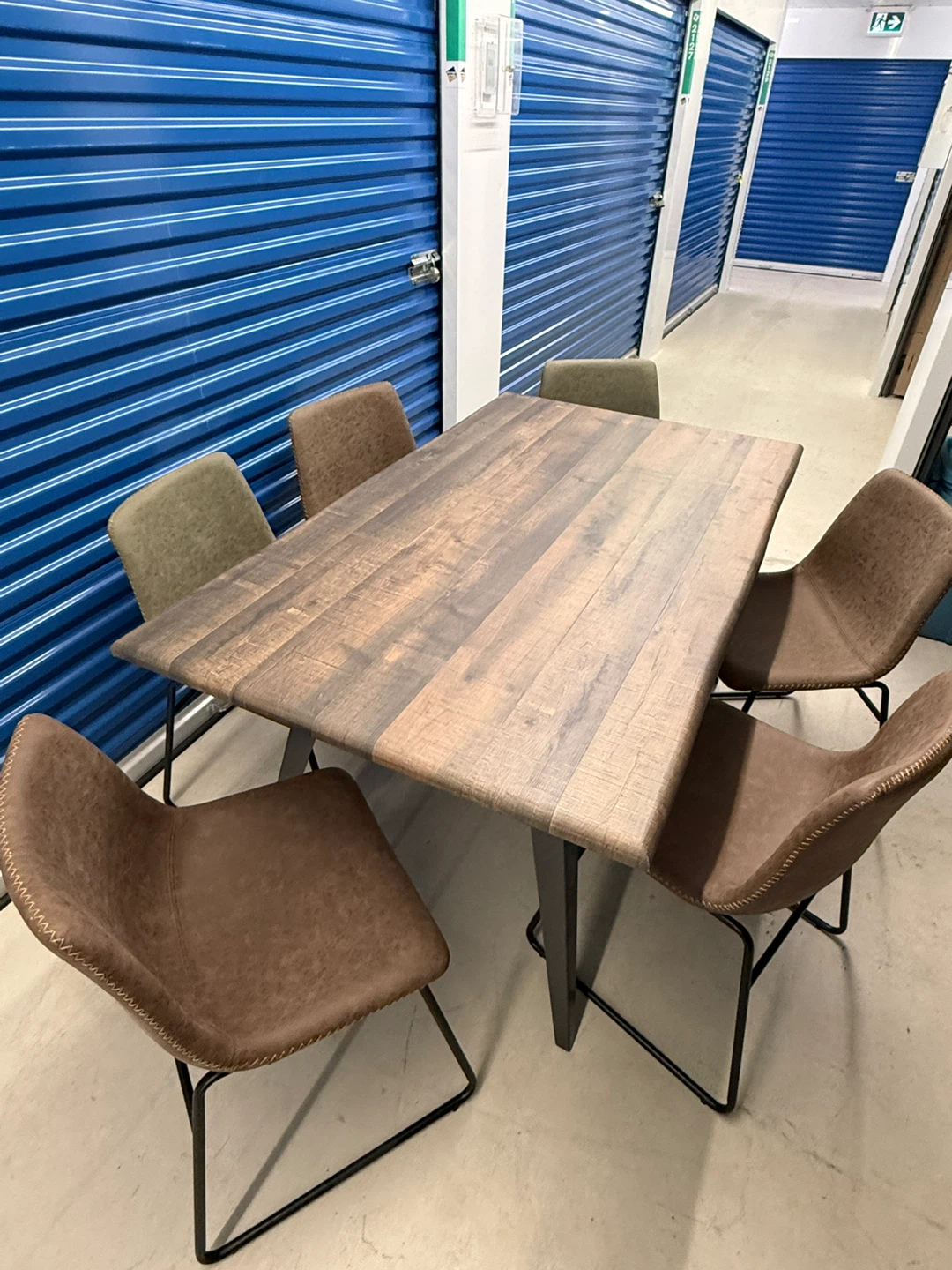 Modern Dining Set Wood/Leather - photo 2
