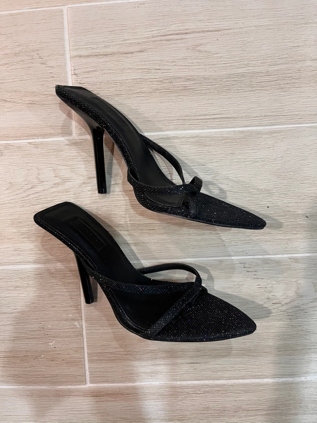 NEW Size 7 Topshop Black Glitter Stiletto Heels - photo 3