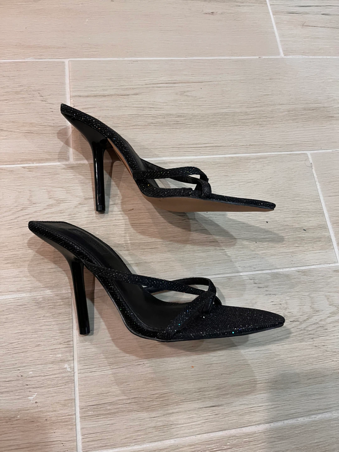 NEW Size 7 Topshop Black Glitter Stiletto Heels - photo 5