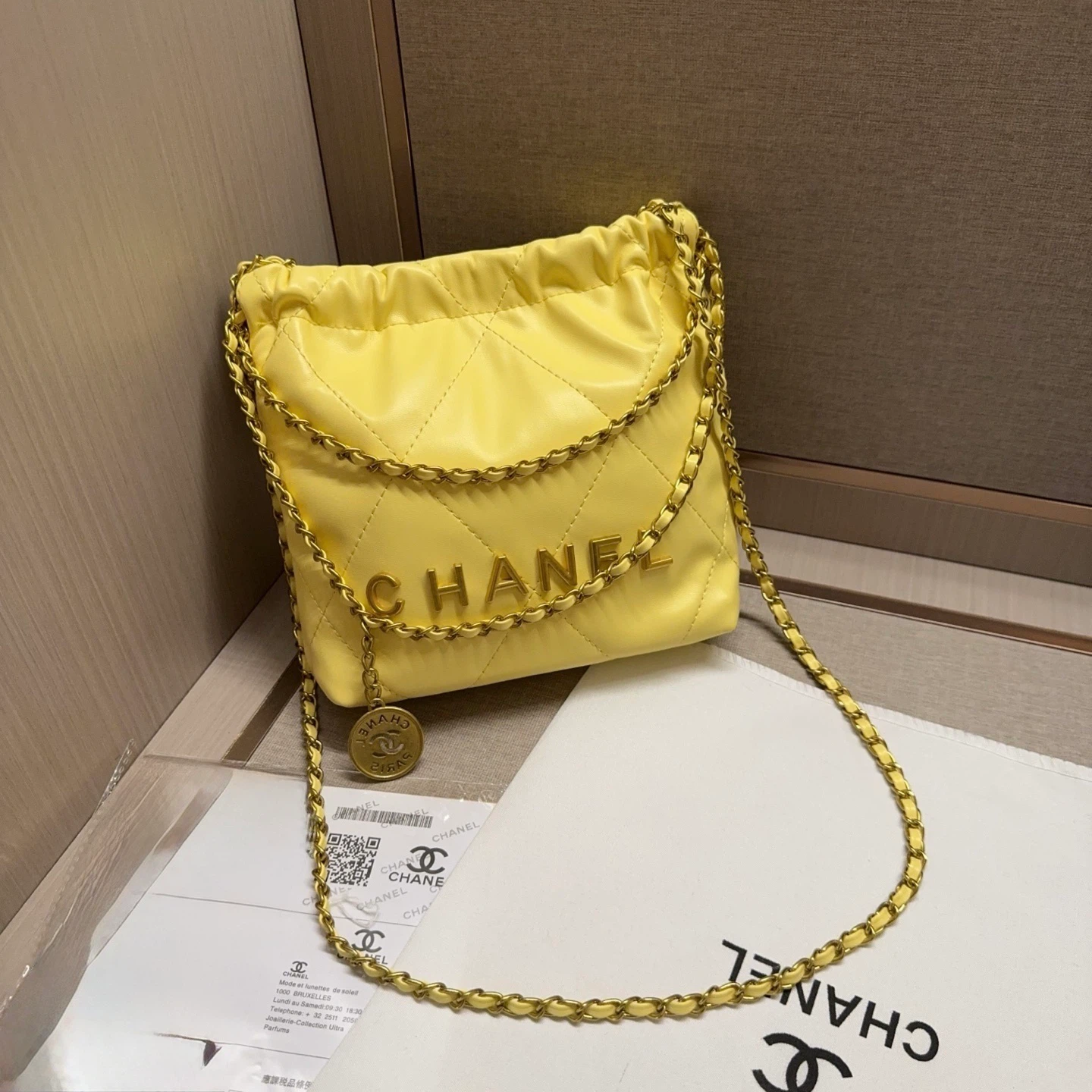 Chanel Quilted Lambskin Small Hobo Bag Yellow - photo 2