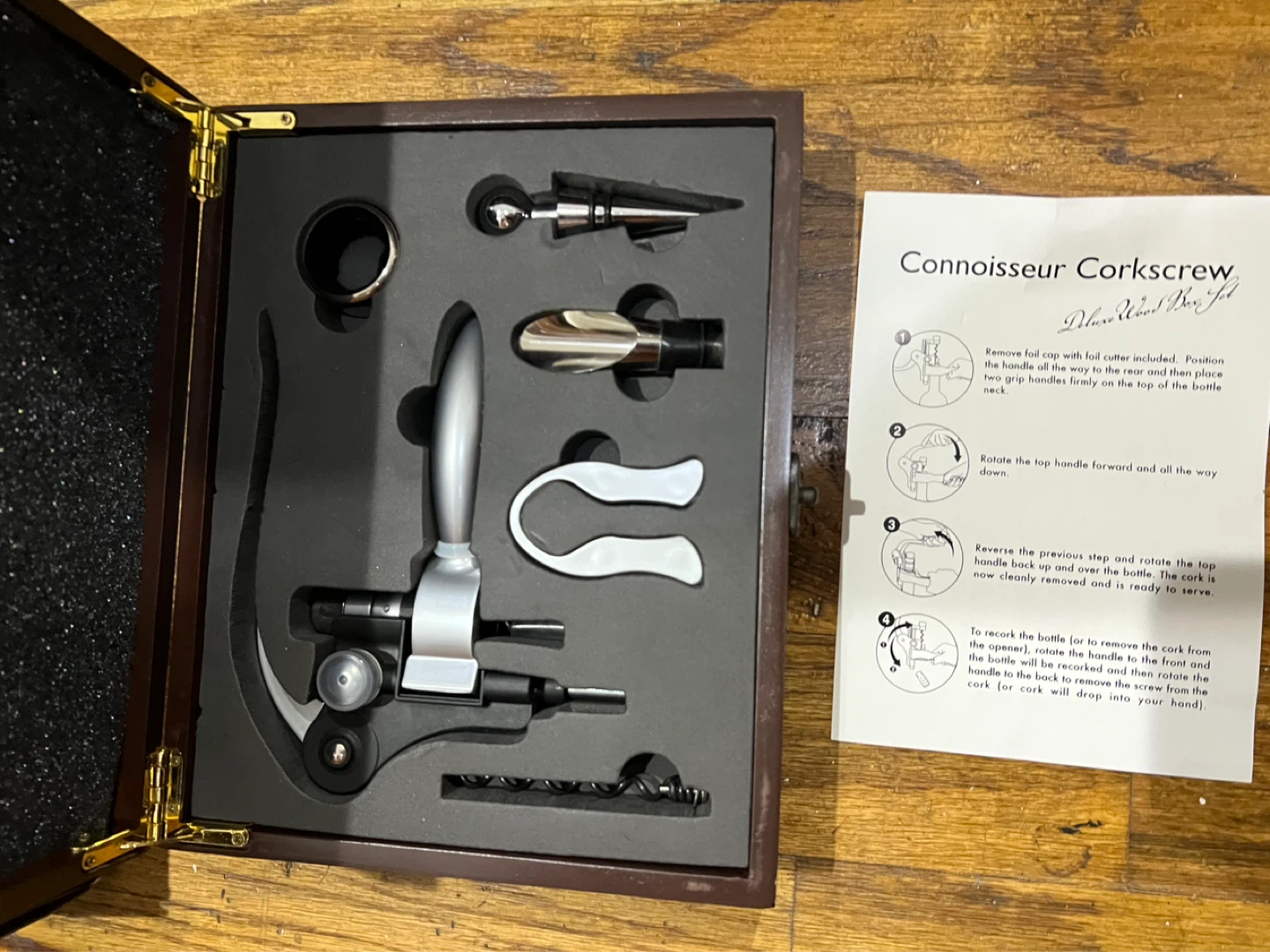 Smaier Wine Opener Set - Deluxe Wood Box with Accessories - photo 2