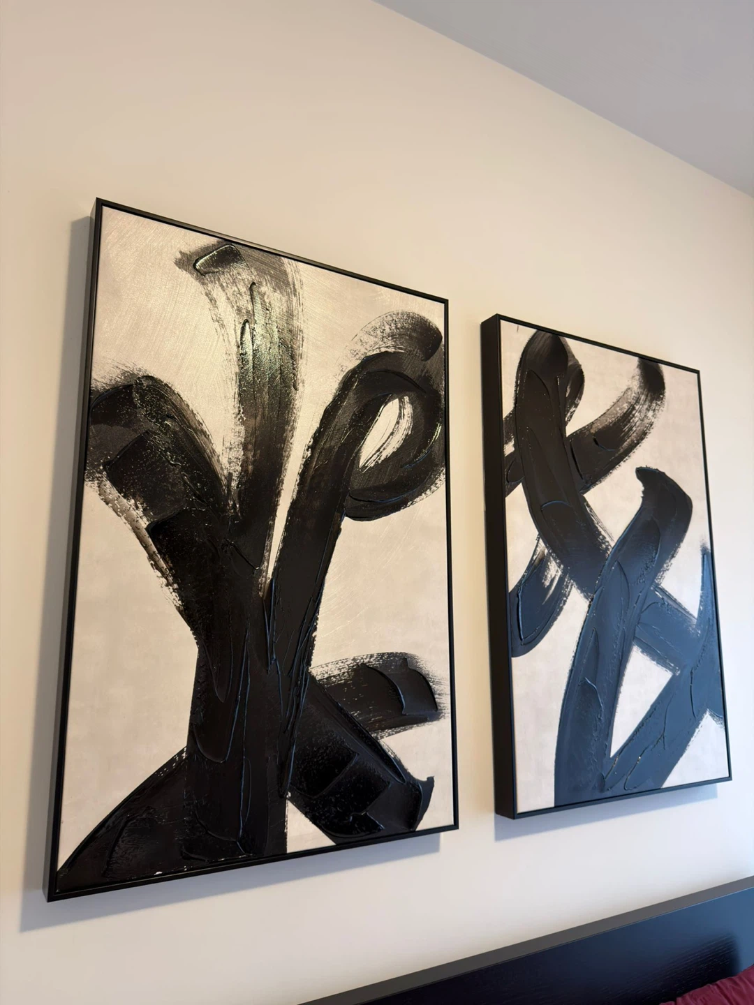 Abstract Black and White Canvas Art Set (2 Pieces)