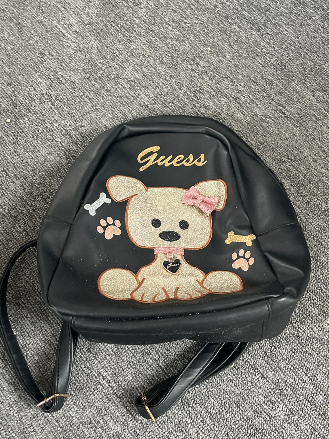 Guess Black Dog Print Mini Backpack