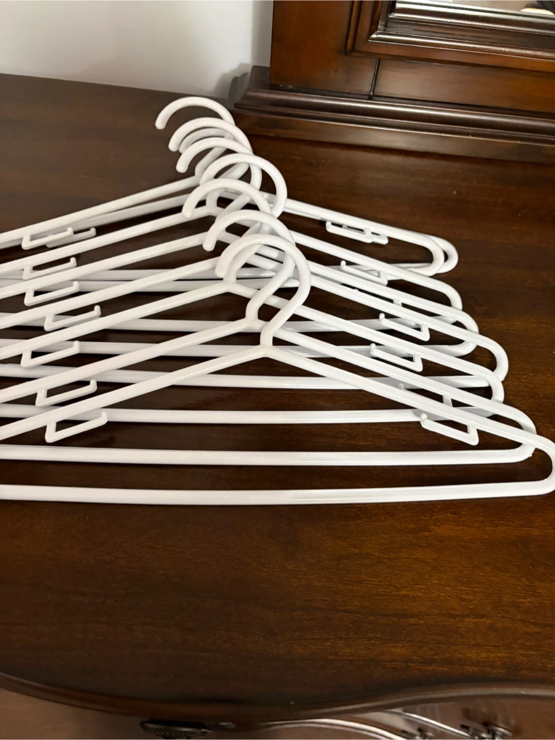Set of White Plastic Clothes Hangers for Kids Clothes