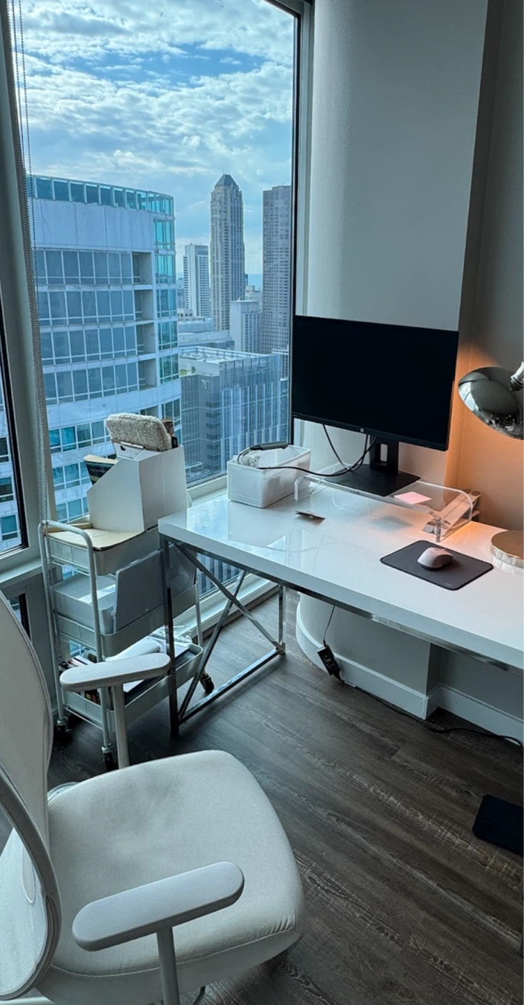 Scranton & Co 48" Modern Computer Desk - Glossy White/Chrome