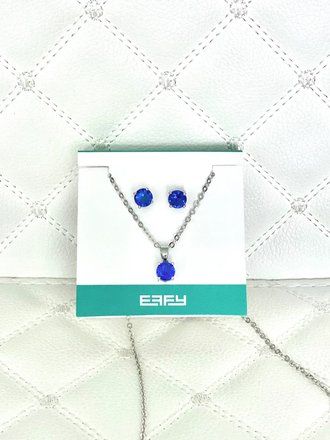 New Effy Blue Sapphire Gemstone Necklace and Earring Set