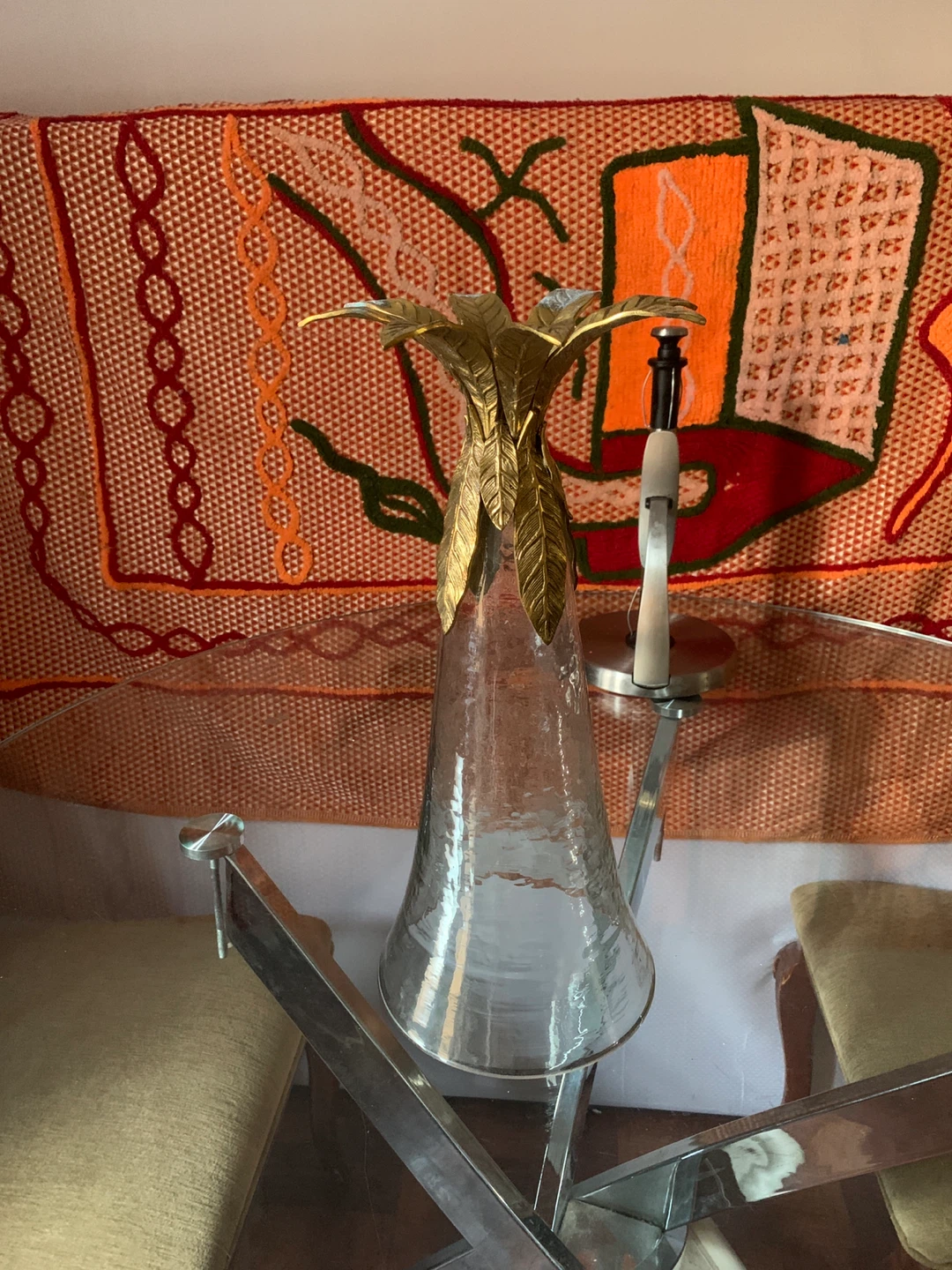 Glass Vase with Gold Leaf Top