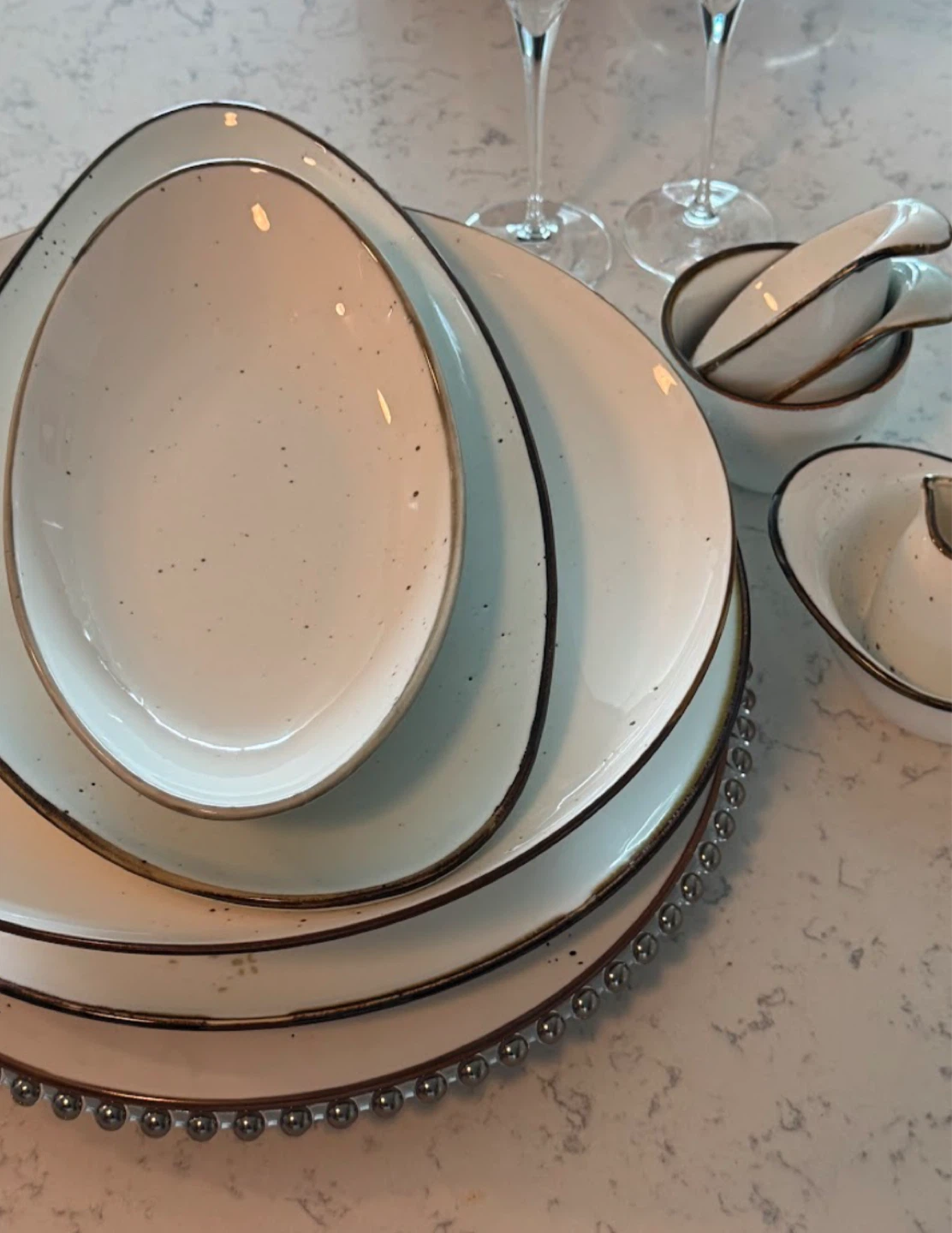 Speckled White Dinnerware Set