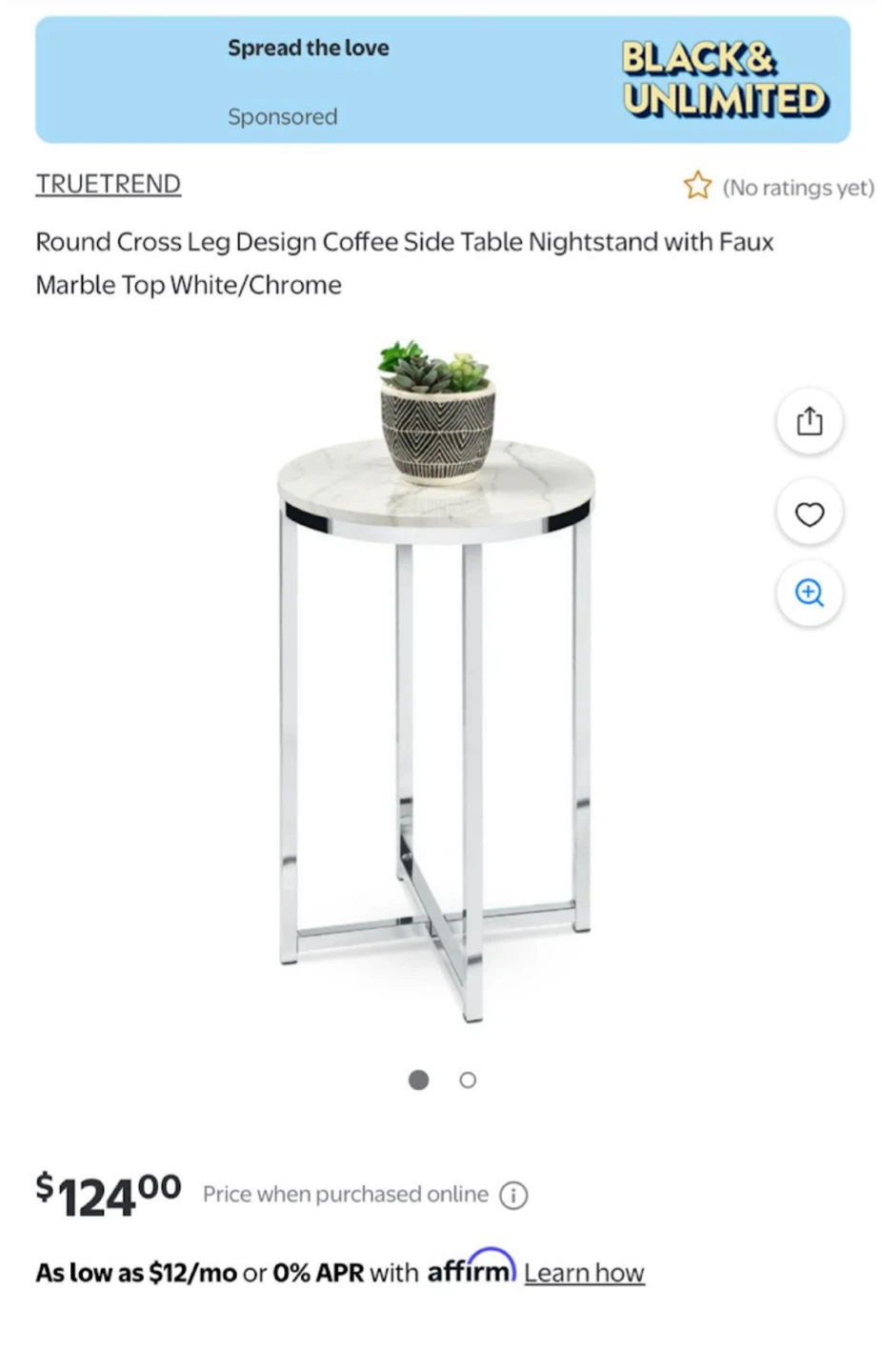 Truetrend Round Cross Leg Side Table - photo 2