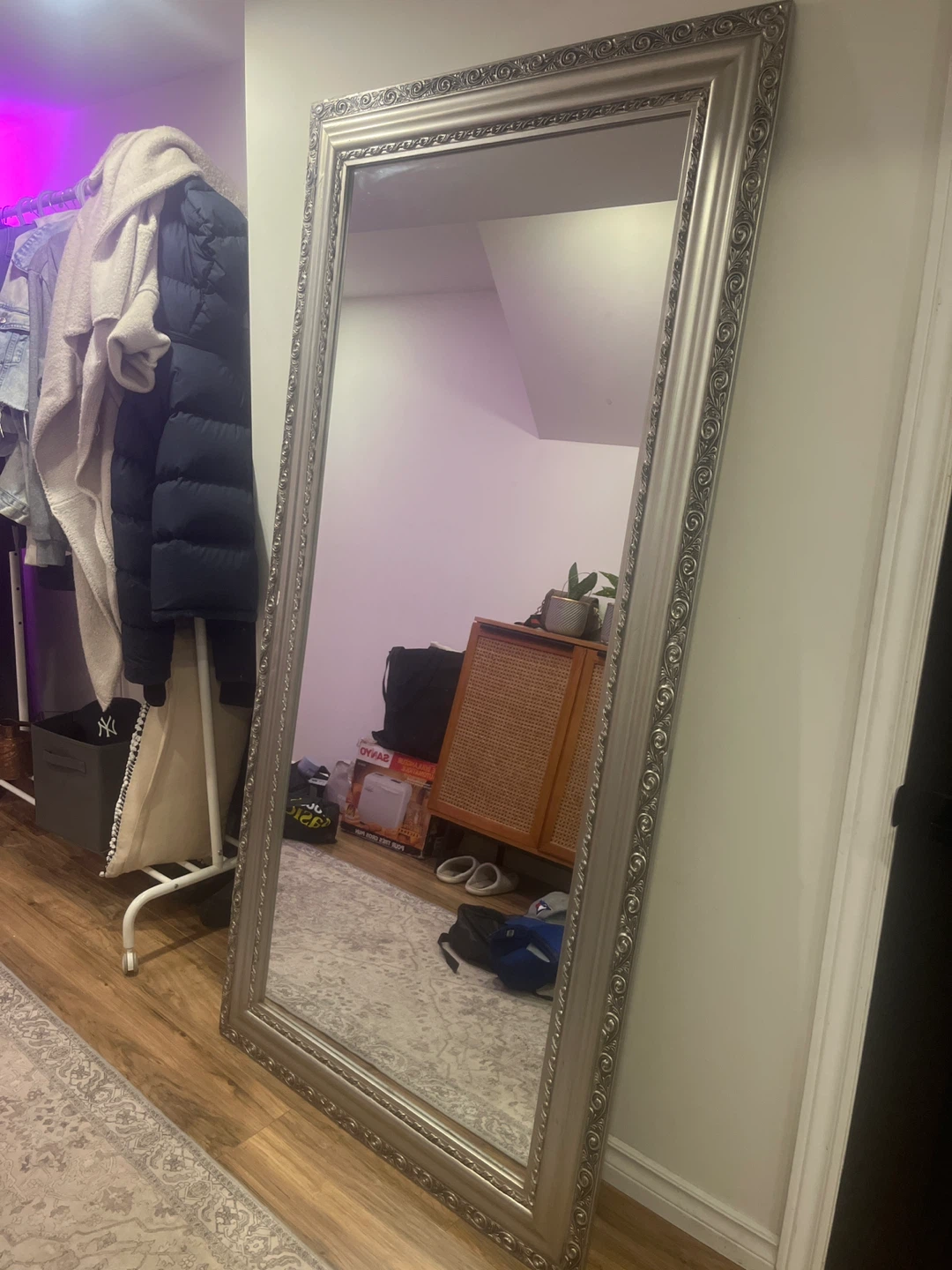 Ornate Silver Full Length Mirror
